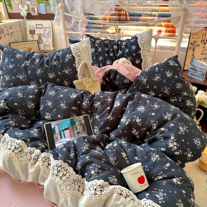 91家纺网 家纺一手货源 找家纺 阿曼达 2025新款水洗全工艺印染甜美复古四件套 甜美复古-小梨漫