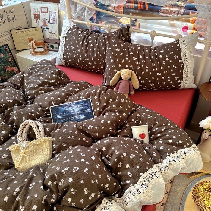 91家纺网 家纺一手货源 找家纺 阿曼达 2025新款水洗全工艺印染甜美复古四件套 甜美复古-樱花调