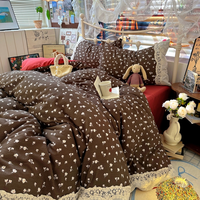 91家纺网 家纺一手货源 找家纺 阿曼达 2025新款水洗全工艺印染甜美复古四件套 甜美复古-樱花调