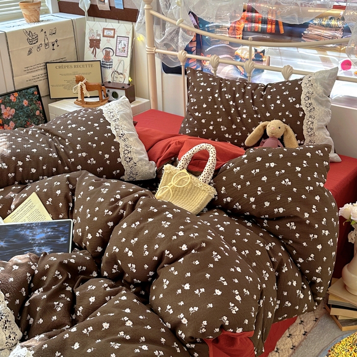 91家纺网 家纺一手货源 找家纺 阿曼达 2025新款水洗全工艺印染甜美复古四件套 甜美复古-樱花调