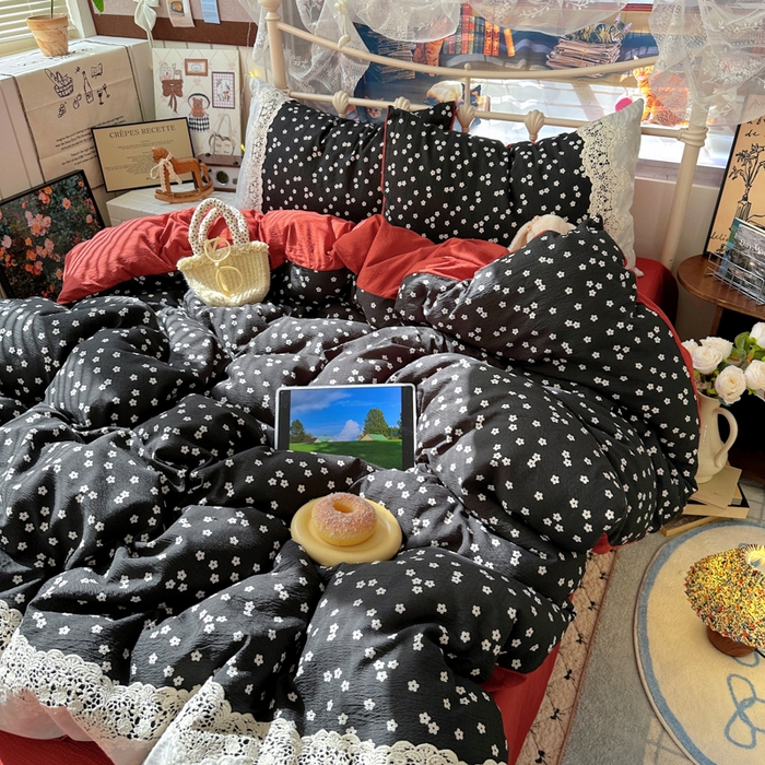 91家纺网 家纺一手货源 找家纺 阿曼达 2025新款水洗全工艺印染甜美复古四件套 甜美复古-少女花