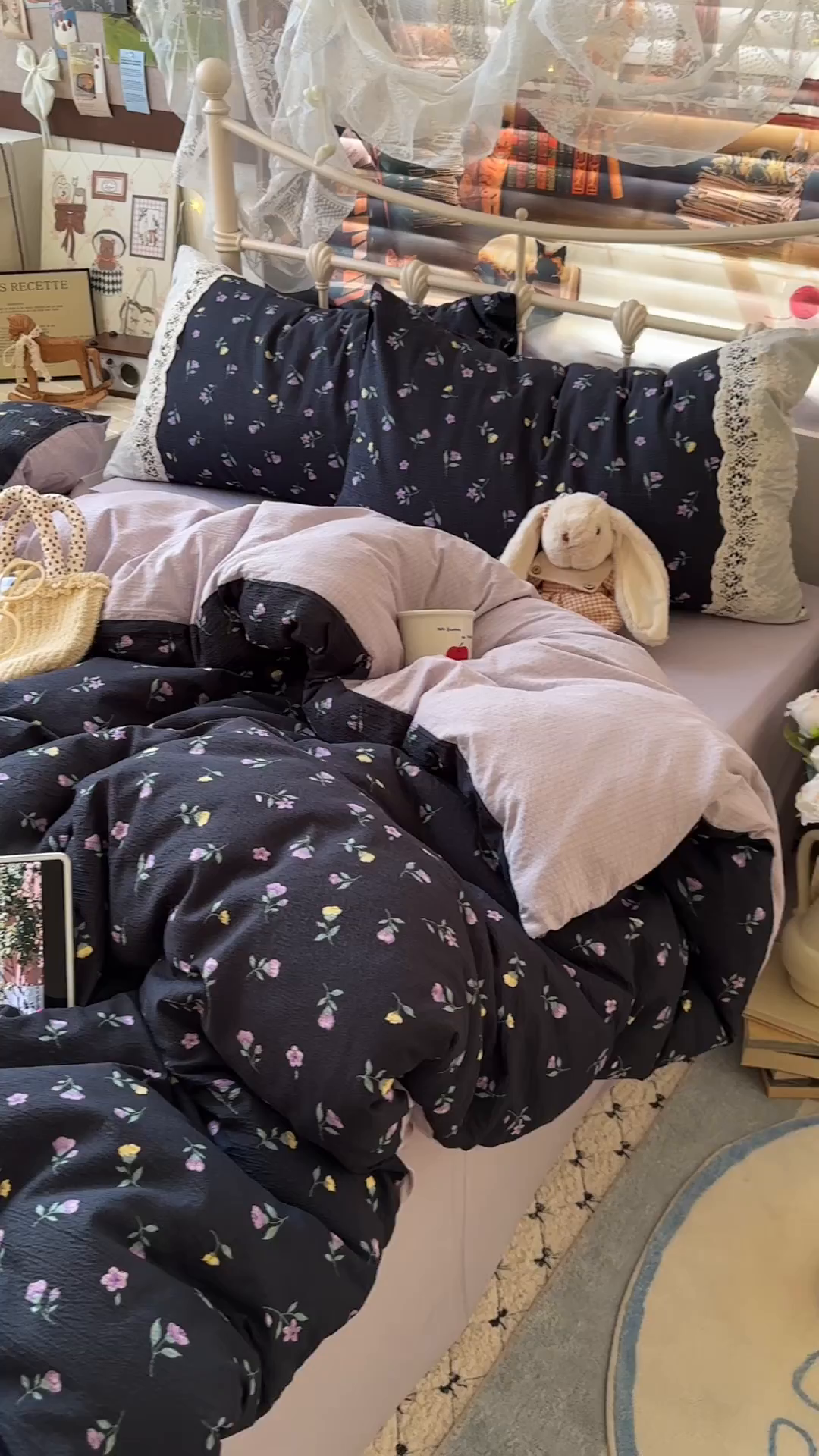 91家纺网 家纺一手货源 找家纺 阿曼达 2025新款水洗全工艺印染甜美复古四件套 甜美复古-花仙儿