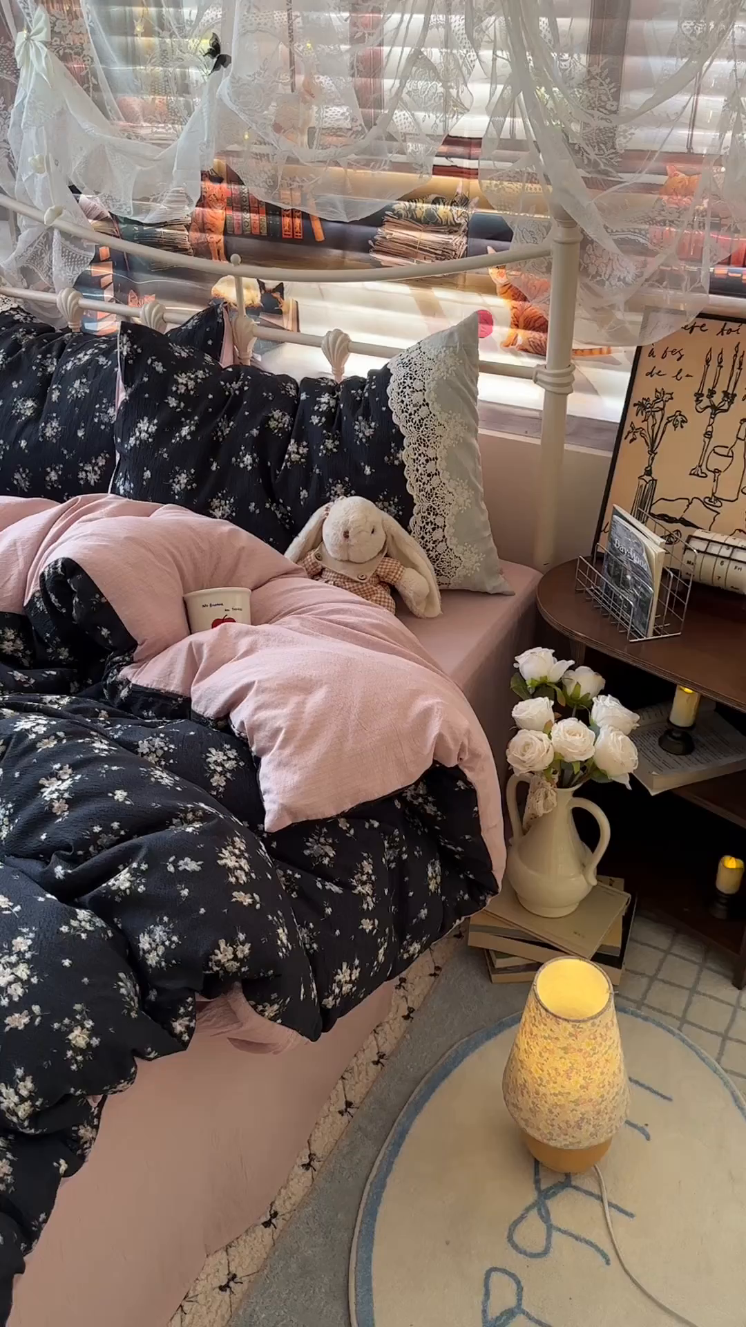 91家纺网 家纺一手货源 找家纺 阿曼达 2025新款水洗全工艺印染甜美复古四件套 甜美复古-小梨漫