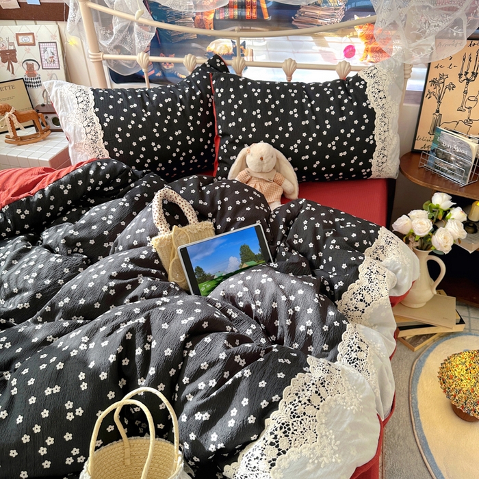 91家纺网 家纺一手货源 找家纺 阿曼达 2025新款水洗全工艺印染甜美复古四件套 甜美复古-少女花