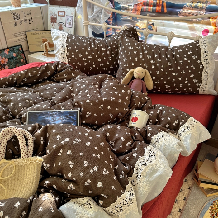 91家纺网 家纺一手货源 找家纺 阿曼达 2025新款水洗全工艺印染甜美复古四件套 甜美复古-樱花调