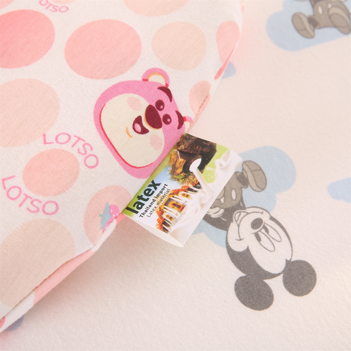 91家纺网 家纺一手货源 找家纺 芯丝路枕业 2025新款全棉针织乳胶儿童枕芯 粉红豹