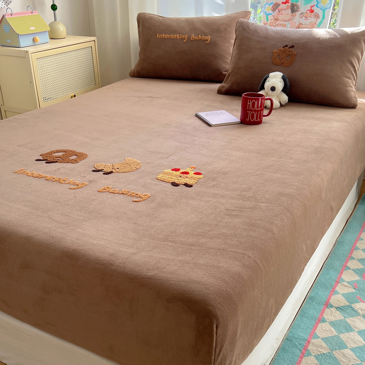 91家纺网 家纺一手货源 找家纺 （总）桃喜 2025新款秋冬牛奶绒床笠三件套（会员-3）