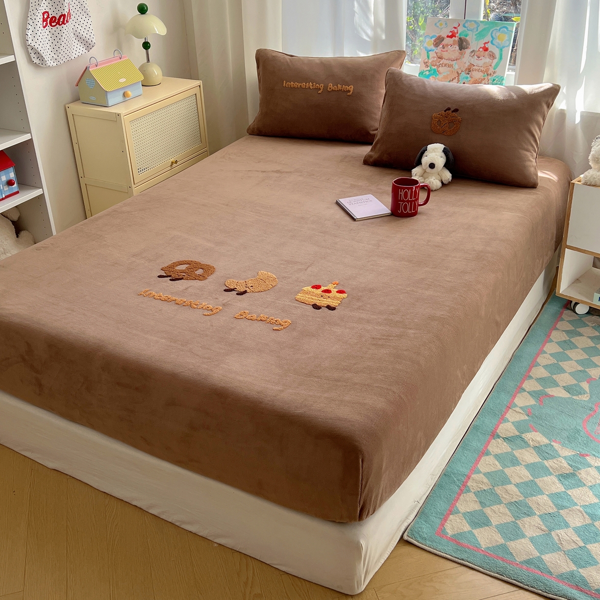 91家纺网 家纺一手货源 找家纺 （总）桃喜 2025新款秋冬牛奶绒床笠三件套（会员-3）