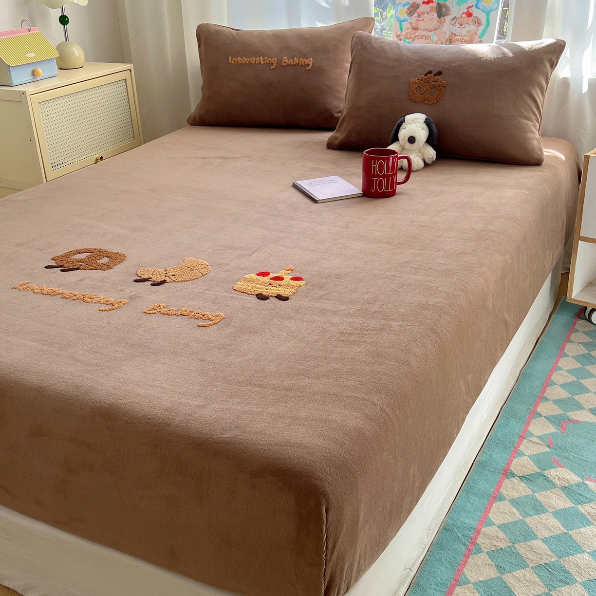 91家纺网 家纺一手货源 找家纺 （总）桃喜 2025新款秋冬牛奶绒床笠三件套（会员-3）