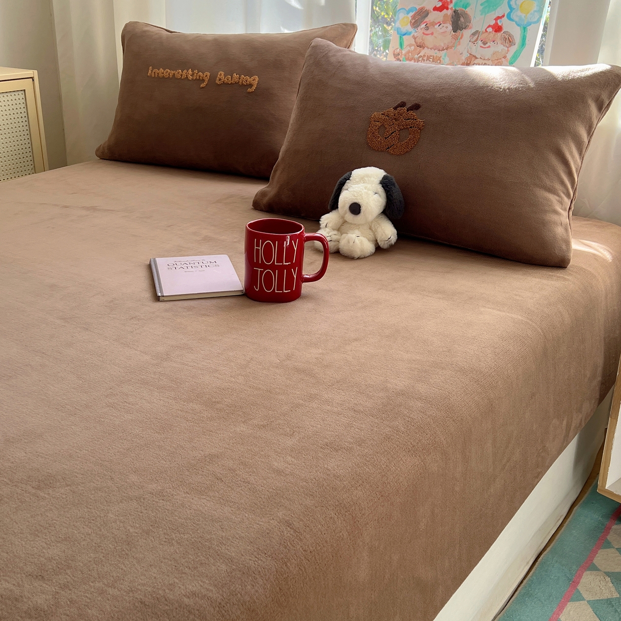 91家纺网 家纺一手货源 找家纺 （总）桃喜 2025新款秋冬牛奶绒床笠三件套（会员-3）