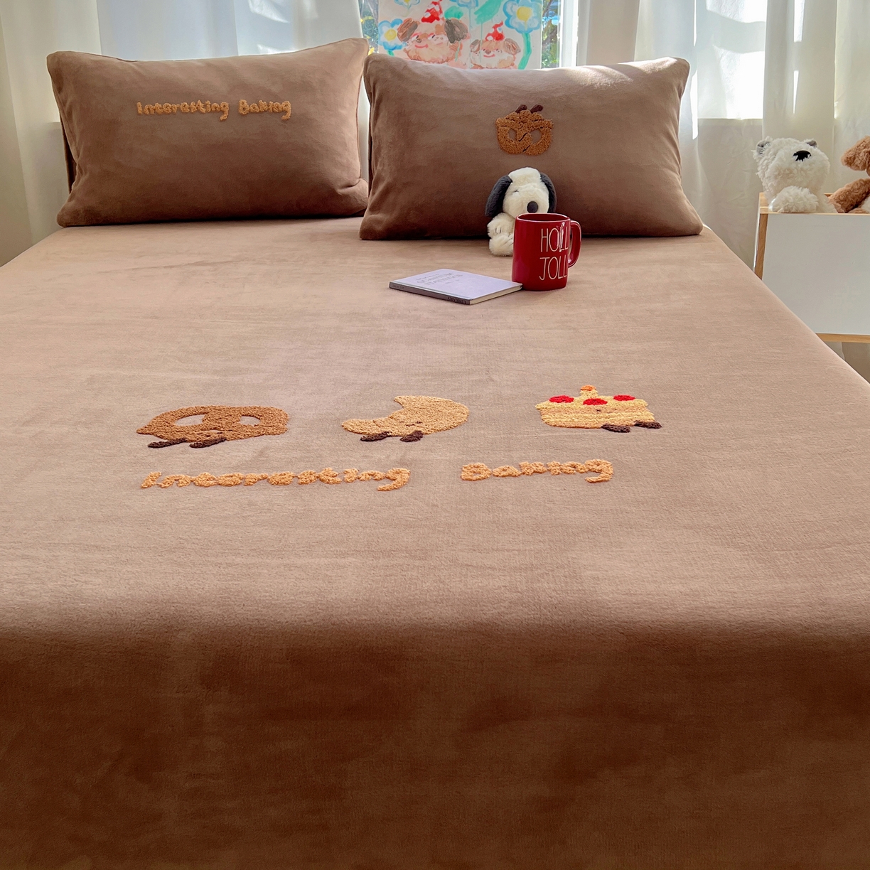 91家纺网 家纺一手货源 找家纺 桃喜 2025新款秋冬牛奶绒床笠三件套（会员-3） 美拉德甜点