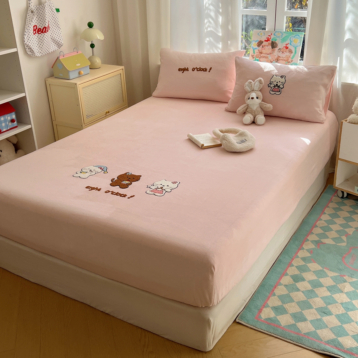 桃喜 2025新款秋冬牛奶绒床笠三件套（会员-3） 小猫的早八时刻