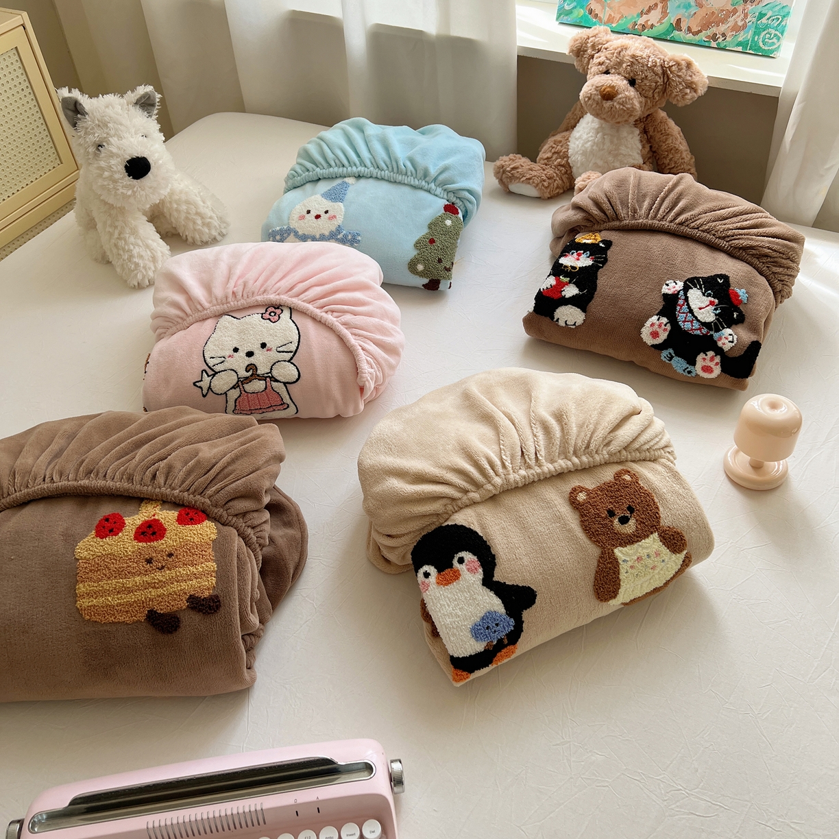 91家纺网 家纺一手货源 找家纺 桃喜 2025新款秋冬牛奶绒床笠三件套（会员-3） 组合图