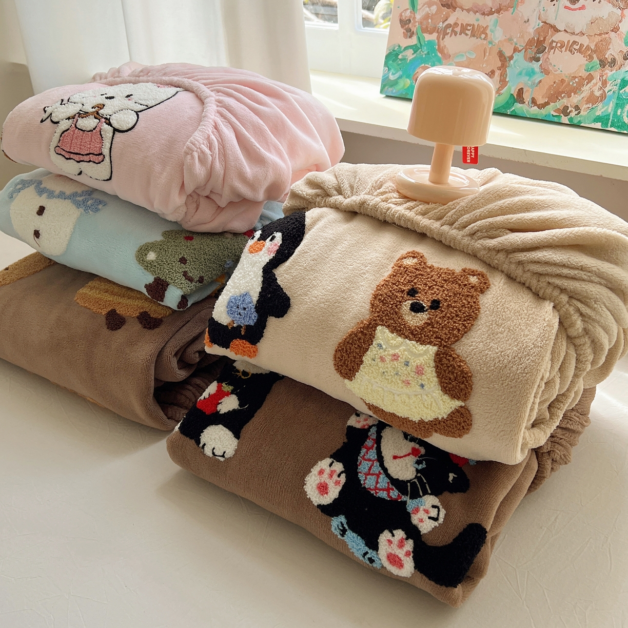 91家纺网 家纺一手货源 找家纺 桃喜 2025新款秋冬牛奶绒床笠三件套（会员-3） 组合图