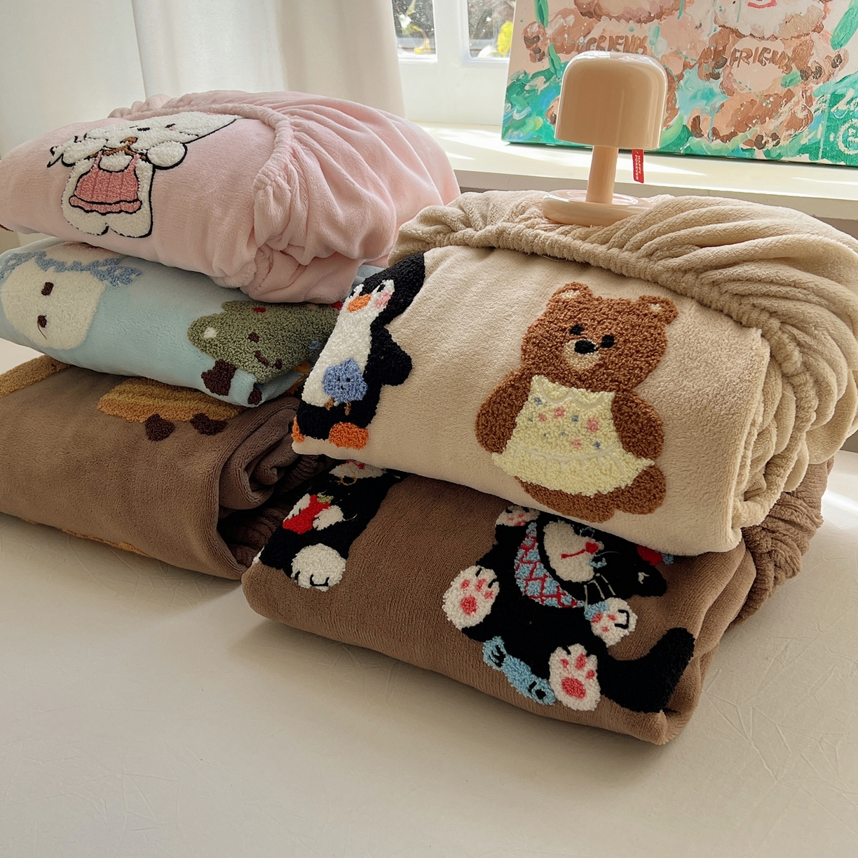 91家纺网 家纺一手货源 找家纺 桃喜 2025新款秋冬牛奶绒床笠三件套（会员-3） 组合图