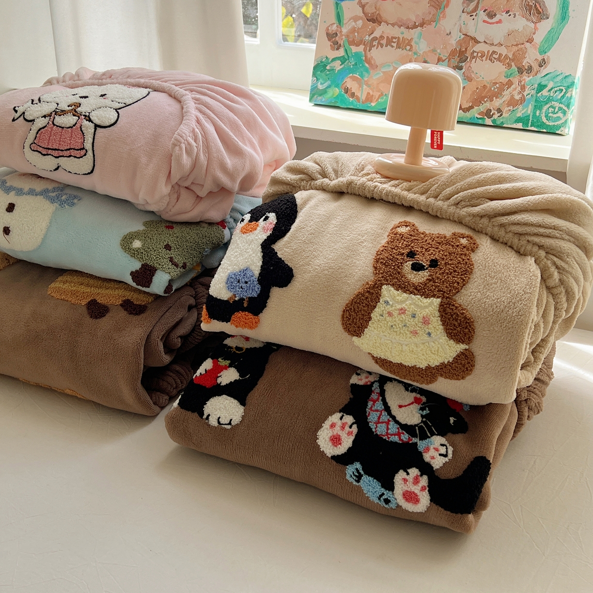 91家纺网 家纺一手货源 找家纺 桃喜 2025新款秋冬牛奶绒床笠三件套（会员-3） 组合图