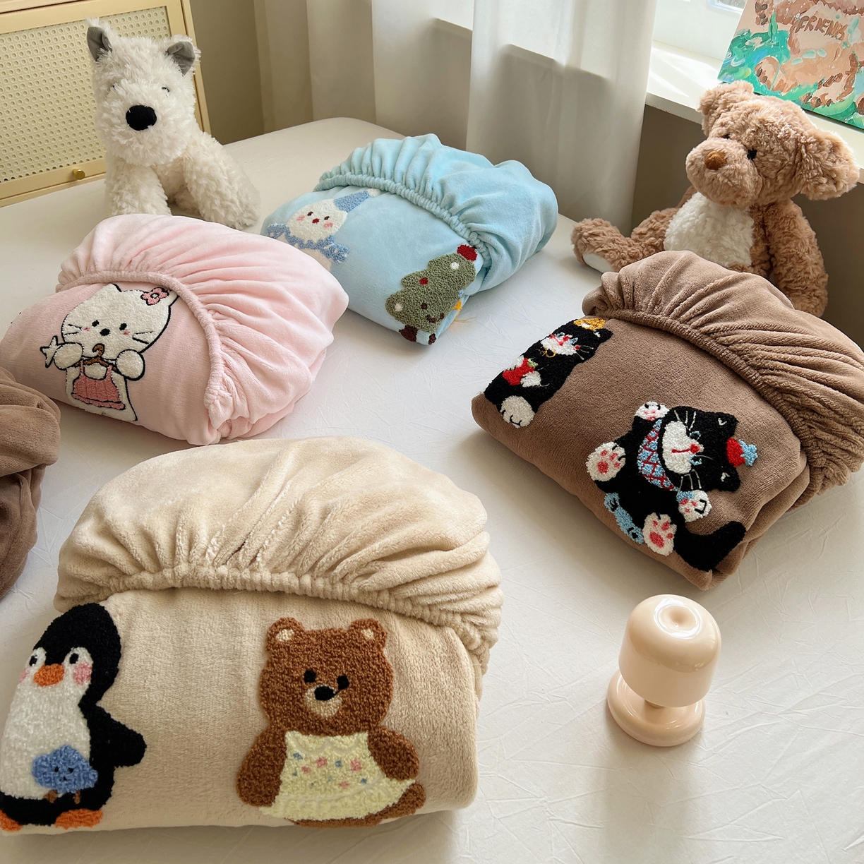 91家纺网 家纺一手货源 找家纺 桃喜 2025新款秋冬牛奶绒床笠三件套（会员-3） 组合图