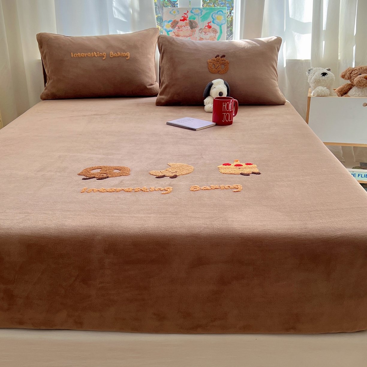 91家纺网 家纺一手货源 找家纺 桃喜 2025新款秋冬牛奶绒床笠三件套（会员-3） 美拉德甜点