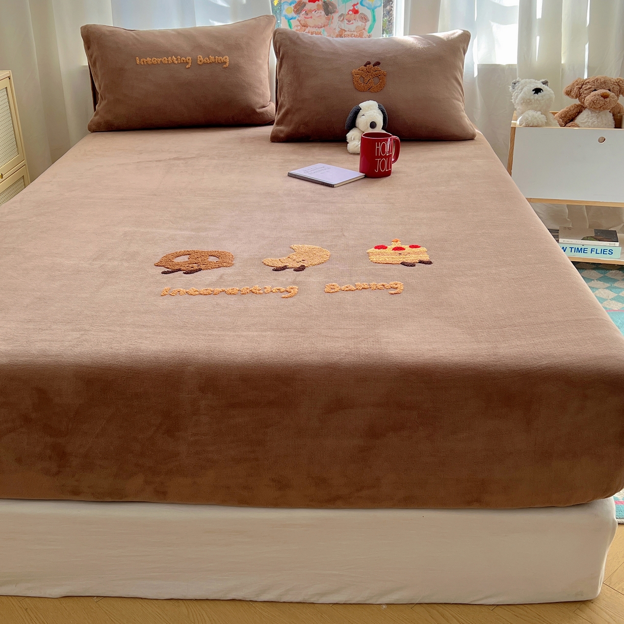 91家纺网 家纺一手货源 找家纺 桃喜 2025新款秋冬牛奶绒床笠三件套（会员-3） 美拉德甜点