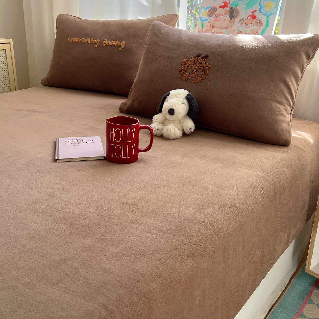 91家纺网 家纺一手货源 找家纺 桃喜 2025新款秋冬牛奶绒床笠三件套（会员-3） 美拉德甜点