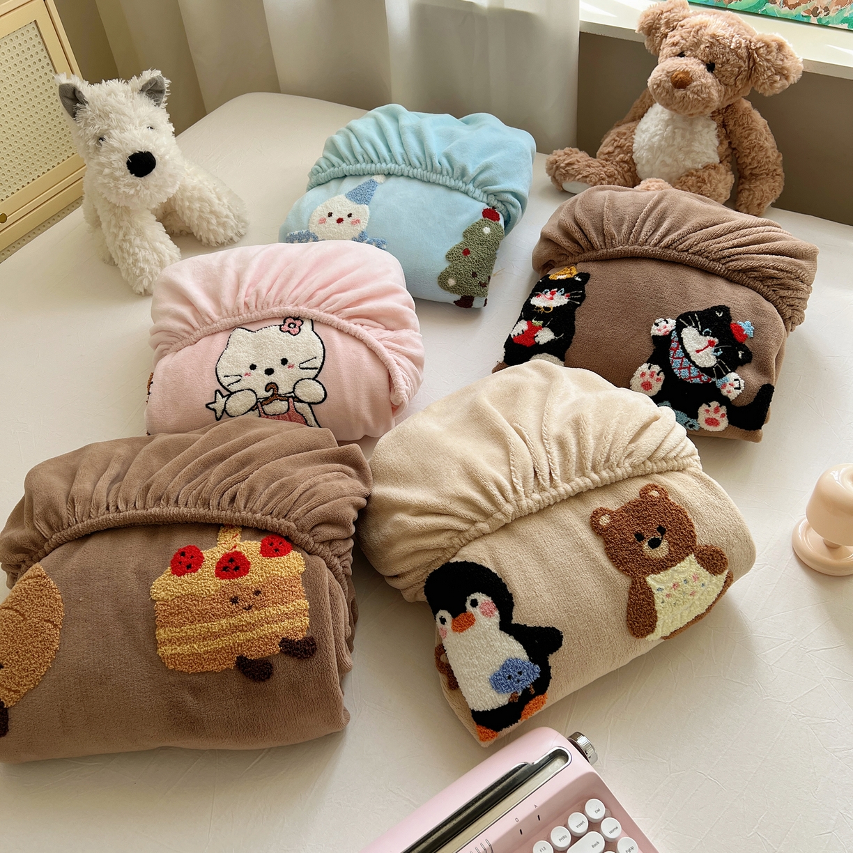 91家纺网 家纺一手货源 找家纺 桃喜 2025新款秋冬牛奶绒床笠三件套（会员-3） 组合图