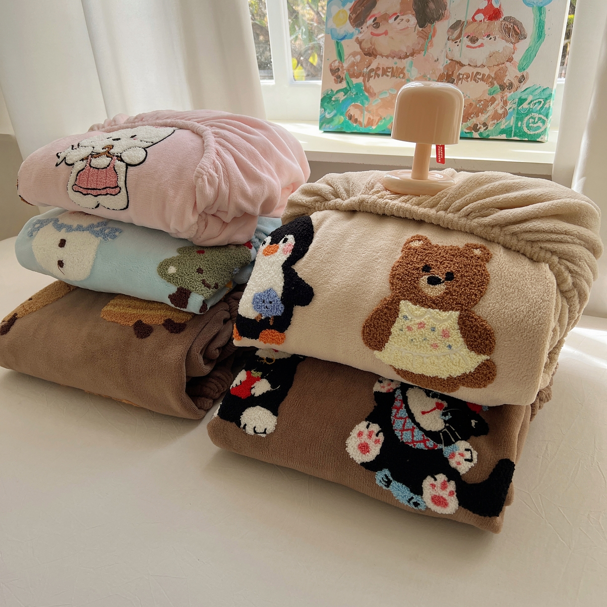 91家纺网 家纺一手货源 找家纺 桃喜 2025新款秋冬牛奶绒床笠三件套（会员-3） 组合图