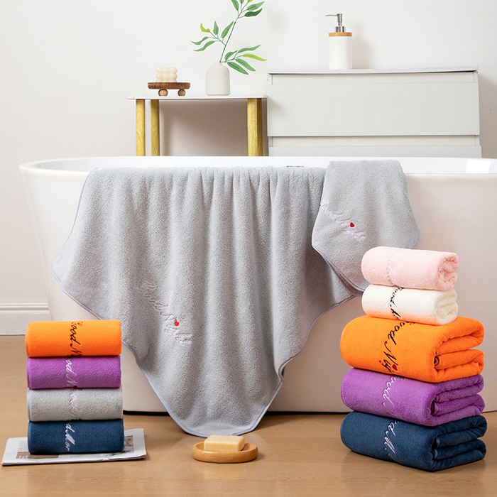 91家纺网 家纺一手货源 找家纺 彩虹毛巾 2025早安晚安情侣款毛巾浴巾两件套加厚款珊瑚绒毛巾浴巾套装 组合图 毛巾35*75浴巾70*140