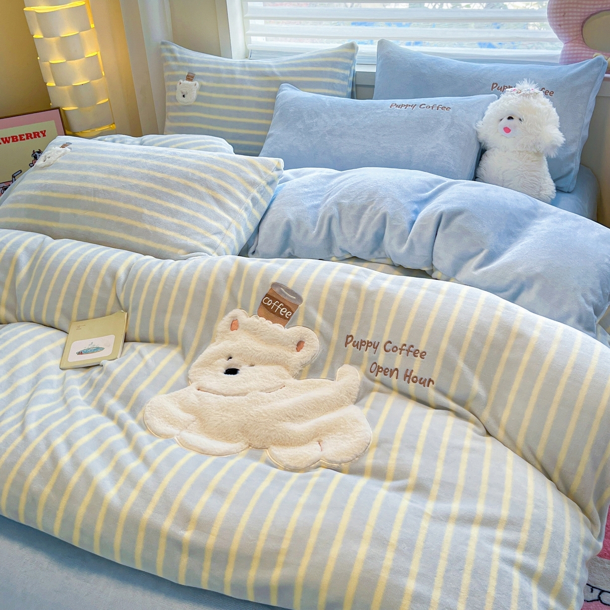 91家纺网 家纺一手货源 找家纺 （总）如一 2025新款高克重卡通贴布绣牛奶绒四件套