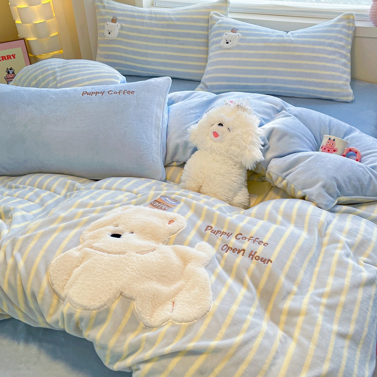 91家纺网 家纺一手货源 找家纺 （总）如一 2025新款高克重卡通贴布绣牛奶绒四件套