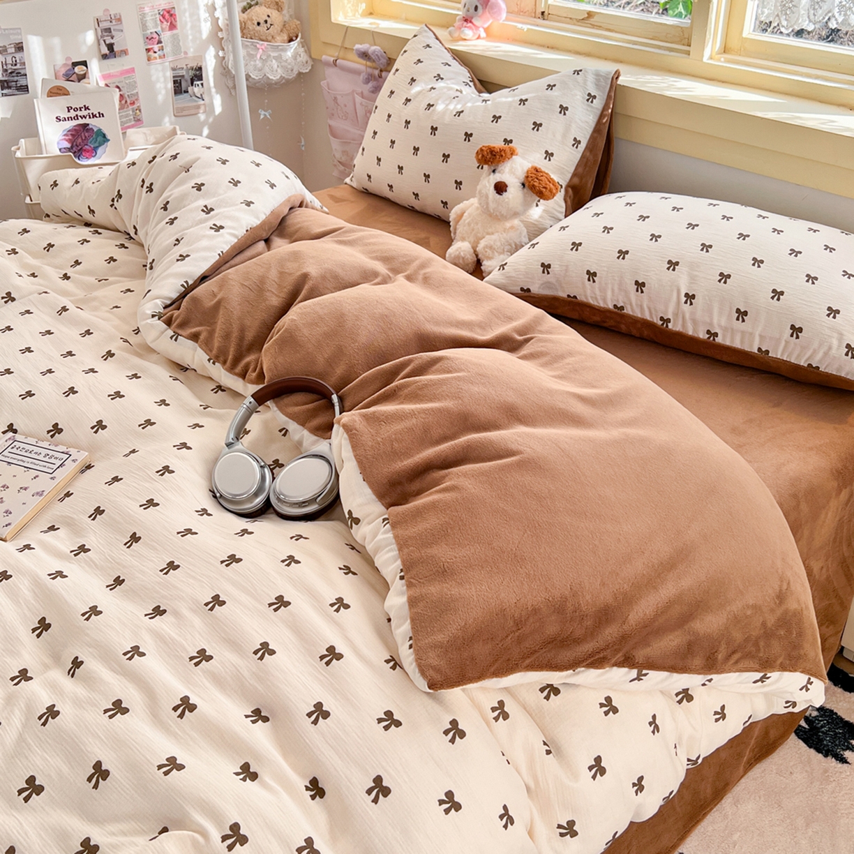 91家纺网 家纺一手货源 找家纺 玉海棠家纺 2025新款A版三层纱B版牛奶绒四件套系列 碱水结