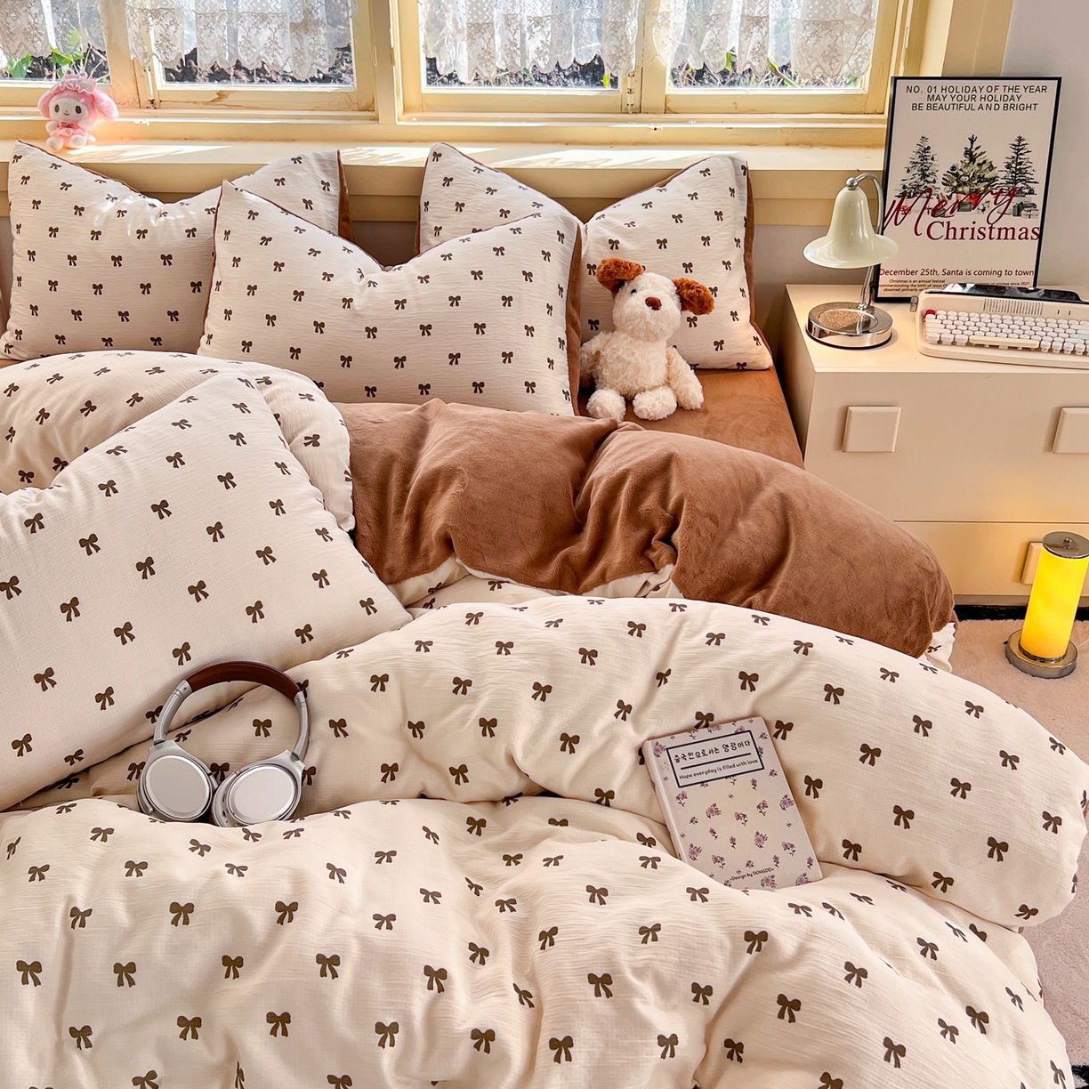 91家纺网 家纺一手货源 找家纺 玉海棠家纺 2025新款A版三层纱B版牛奶绒四件套系列 碱水结