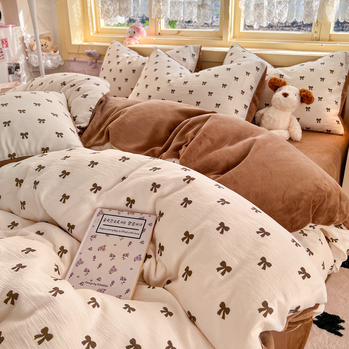 91家纺网 家纺一手货源 找家纺 玉海棠家纺 2025新款A版三层纱B版牛奶绒四件套系列 碱水结