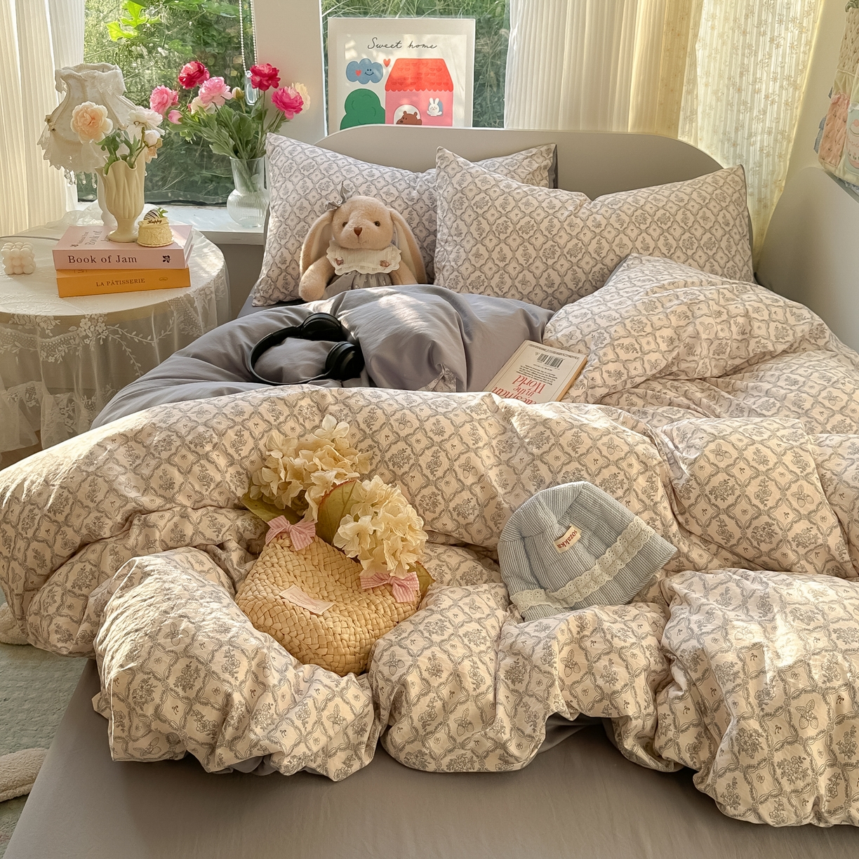 91家纺网 家纺一手货源 找家纺 玉海棠家纺 2025新款亲肤舒适印花四件套系列 安娜兰