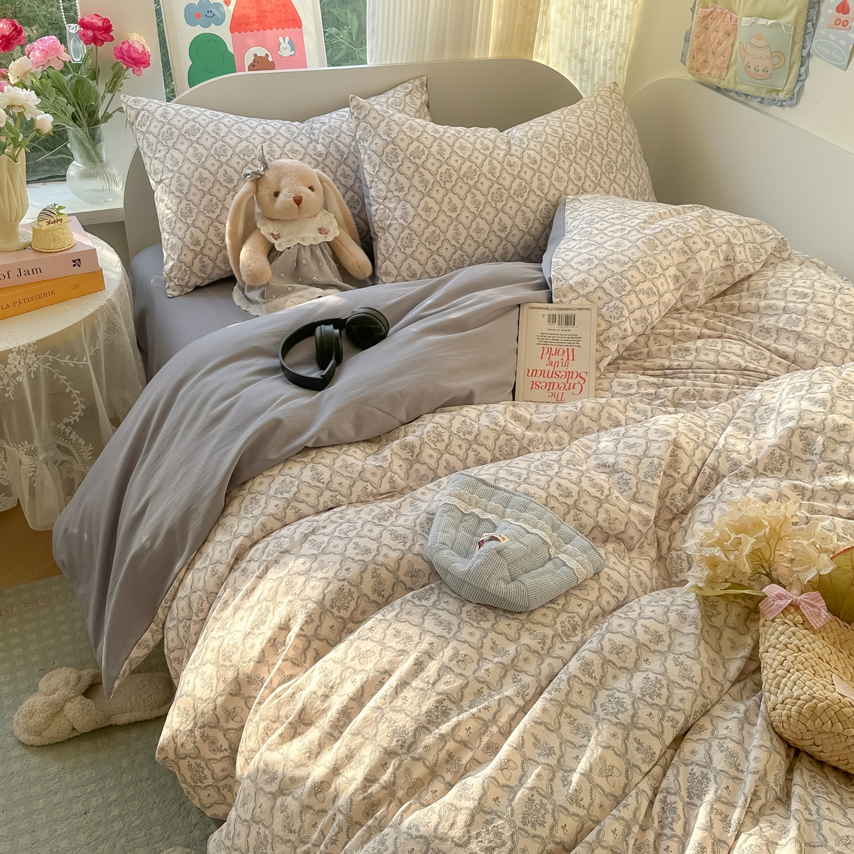 91家纺网 家纺一手货源 找家纺 玉海棠家纺 2025新款亲肤舒适印花四件套系列 安娜兰