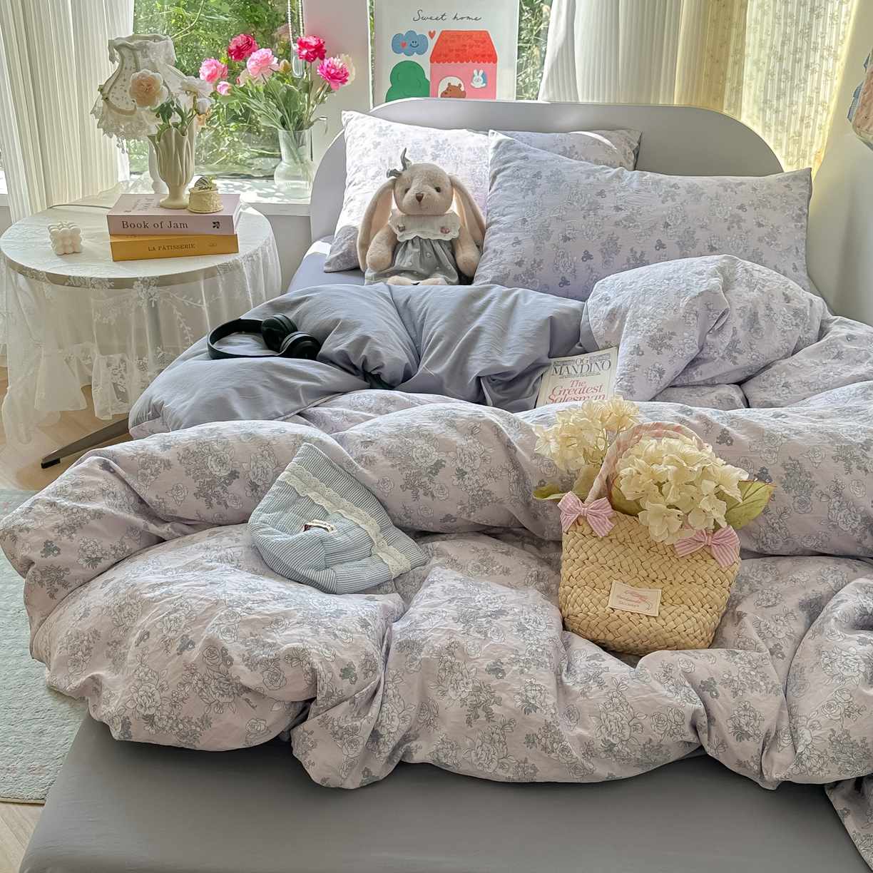 91家纺网 家纺一手货源 找家纺 玉海棠家纺 2025新款亲肤舒适印花四件套系列 法式情怀-兰