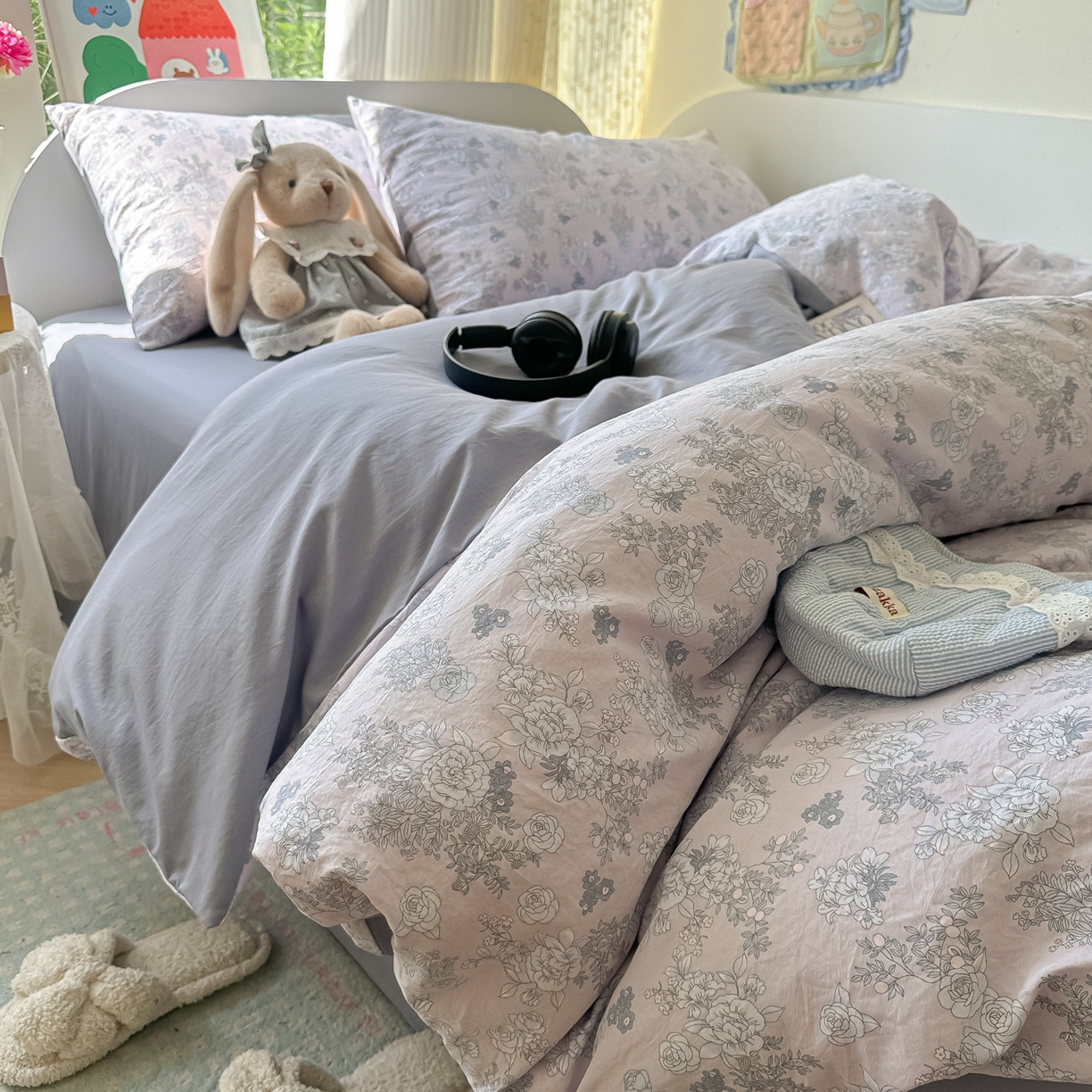 91家纺网 家纺一手货源 找家纺 玉海棠家纺 2025新款亲肤舒适印花四件套系列 法式情怀-兰