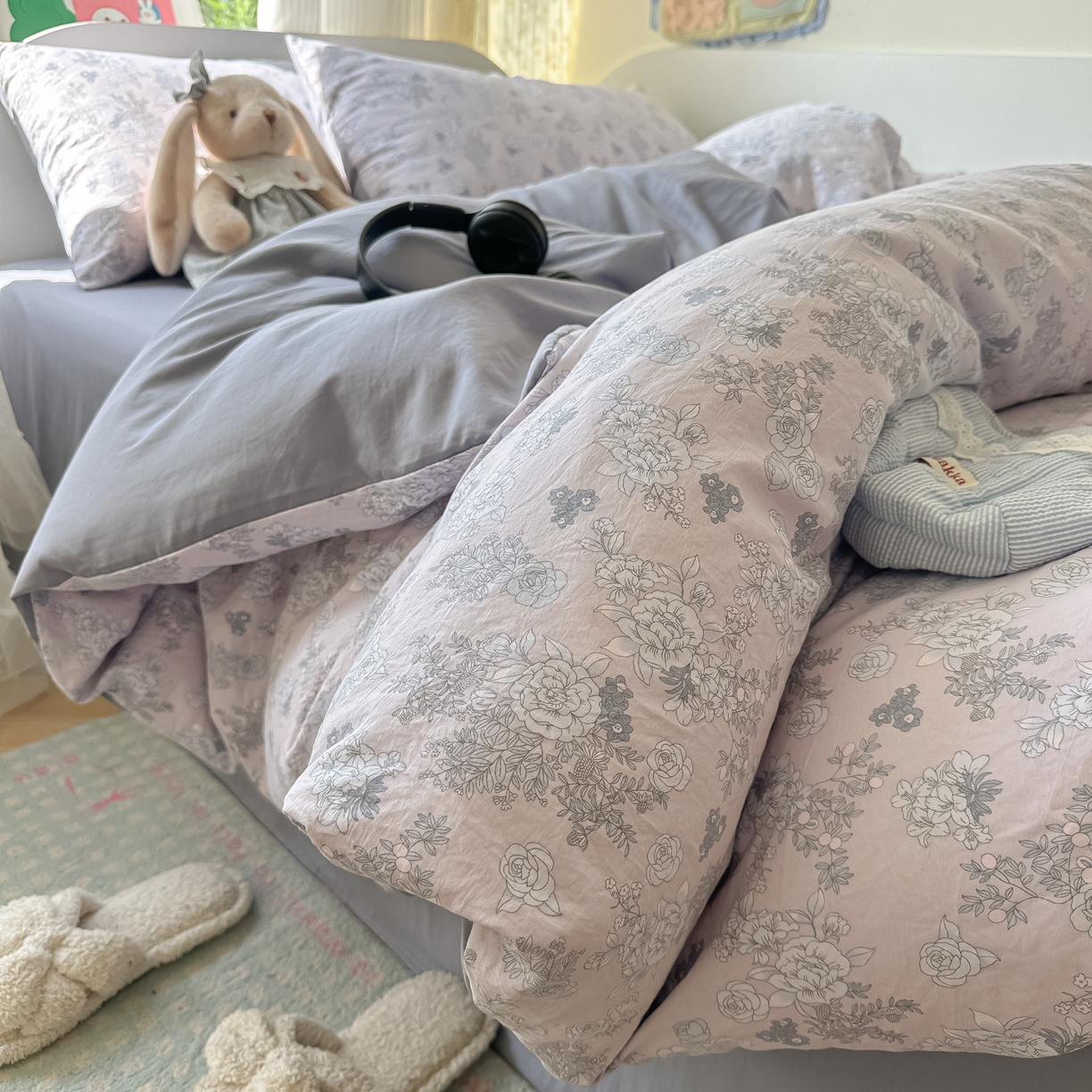 91家纺网 家纺一手货源 找家纺 玉海棠家纺 2025新款亲肤舒适印花四件套系列 法式情怀-兰