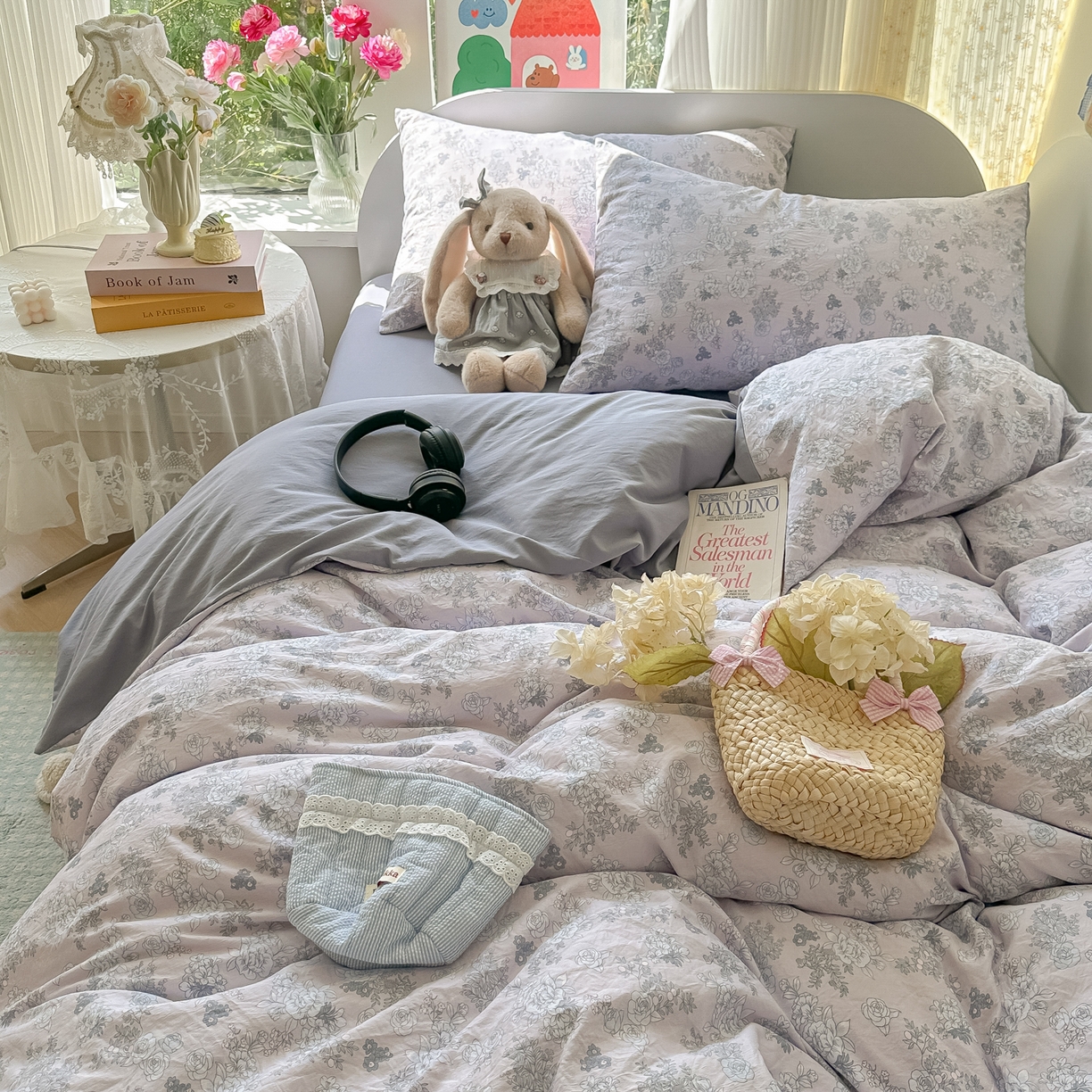 91家纺网 家纺一手货源 找家纺 玉海棠家纺 2025新款亲肤舒适印花四件套系列 法式情怀-兰