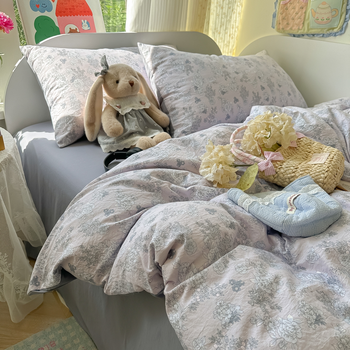 91家纺网 家纺一手货源 找家纺 玉海棠家纺 2025新款亲肤舒适印花四件套系列 法式情怀-兰