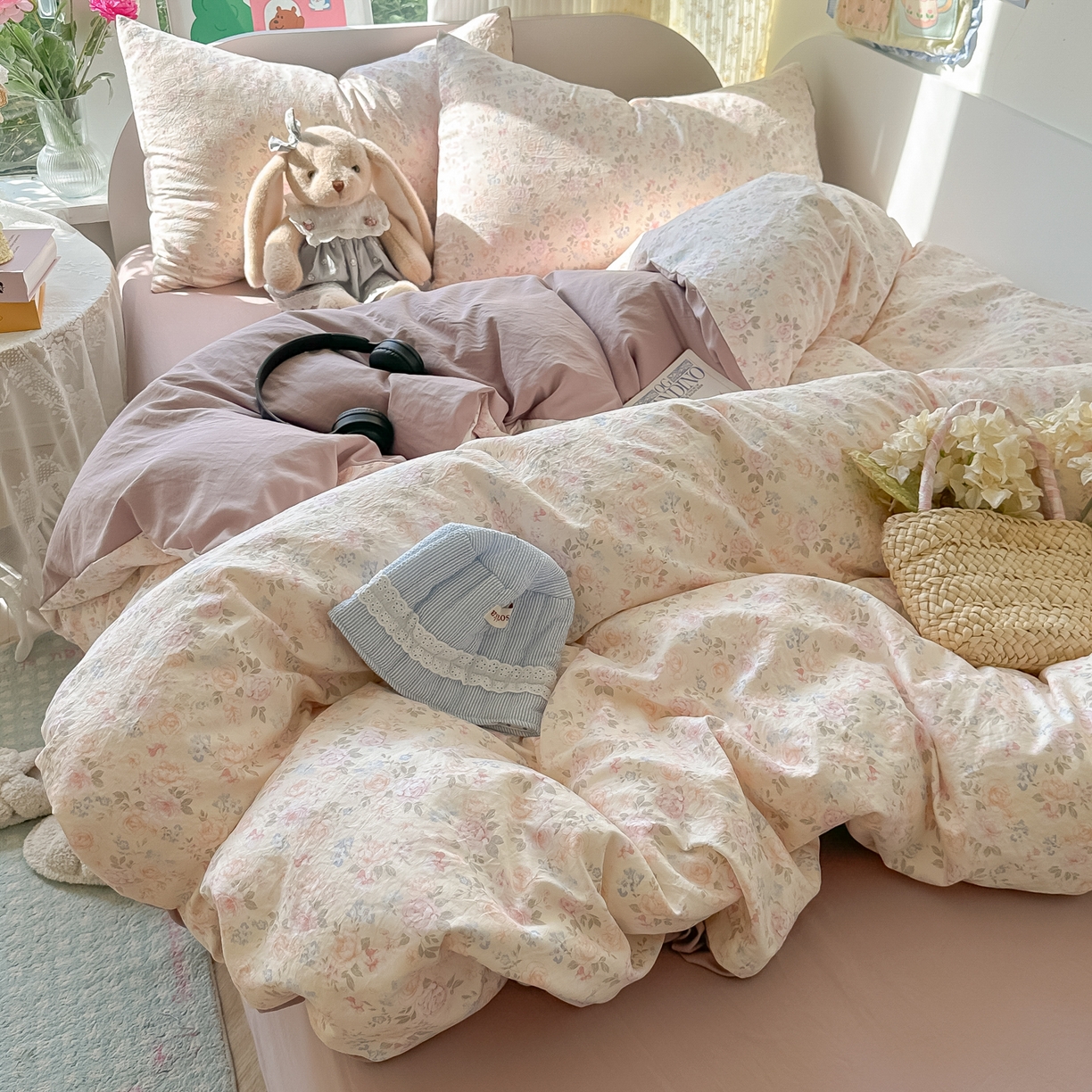 91家纺网 家纺一手货源 找家纺 玉海棠家纺 2025新款亲肤舒适印花四件套系列 花盏黄