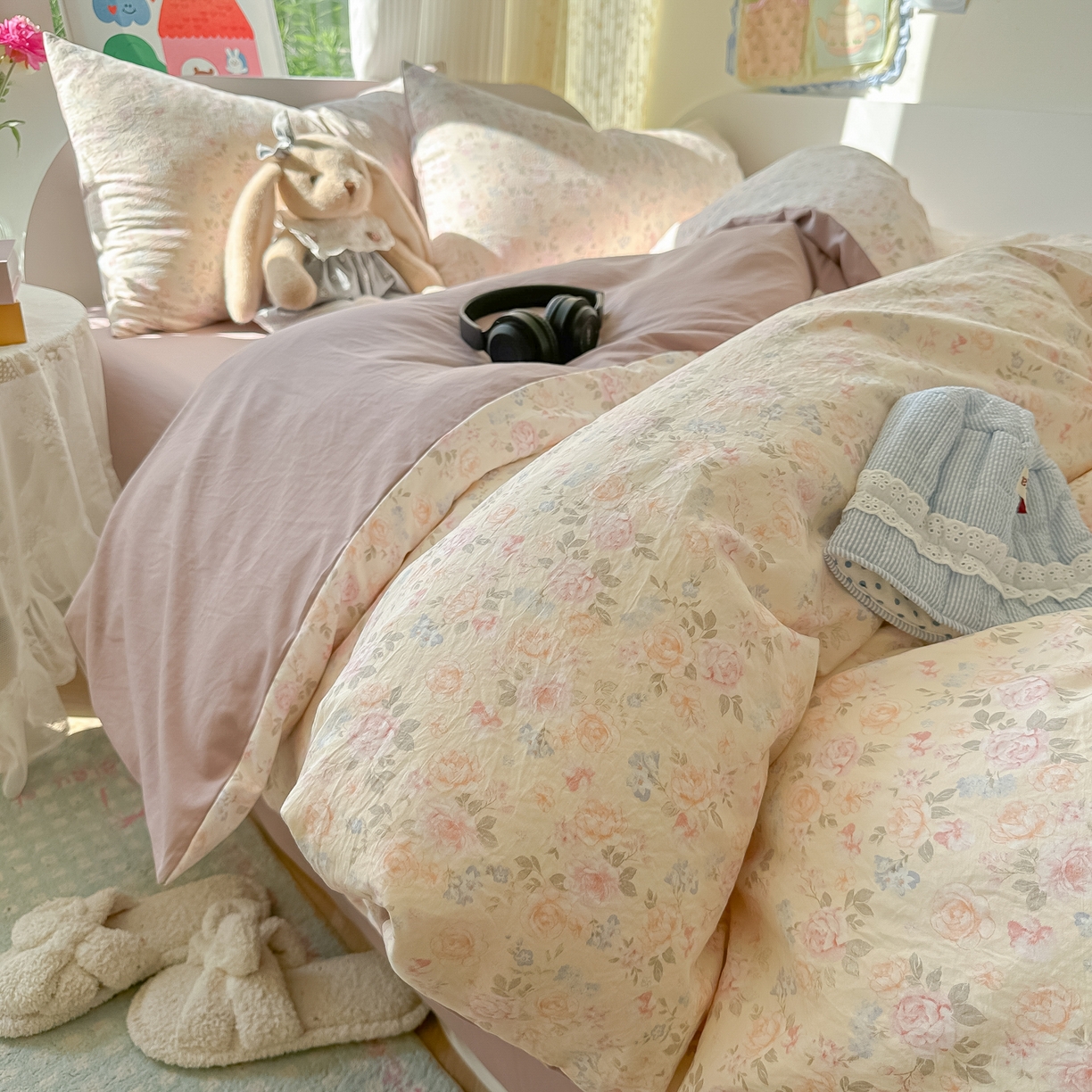 91家纺网 家纺一手货源 找家纺 玉海棠家纺 2025新款亲肤舒适印花四件套系列 花盏黄