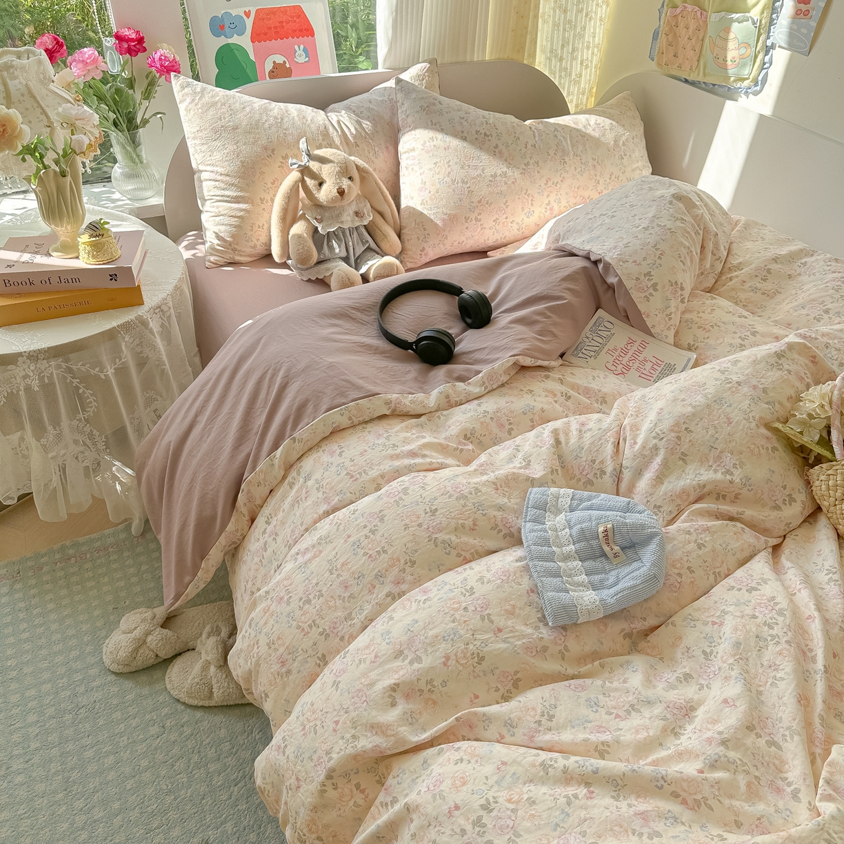 91家纺网 家纺一手货源 找家纺 玉海棠家纺 2025新款亲肤舒适印花四件套系列 花盏黄