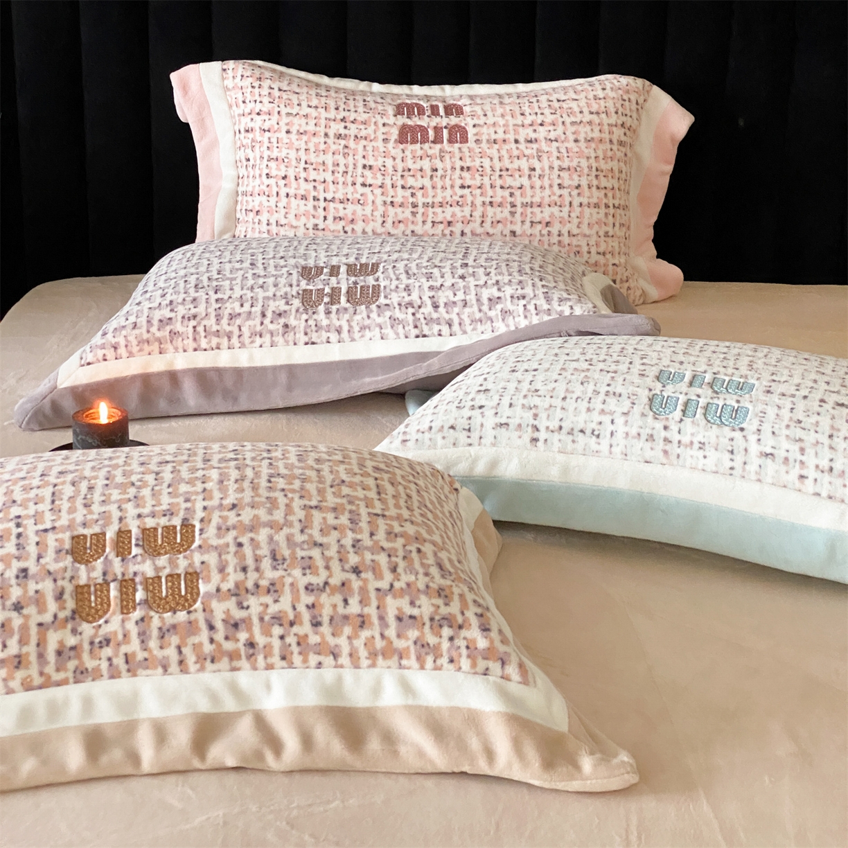 91家纺网 家纺一手货源 找家纺 馨蕊 2025新款意大利进口高精密刺绣拼角工艺秋冬轻奢煦暖绒系列-绒苏珊 会员-10【券后控价358/378】 组合