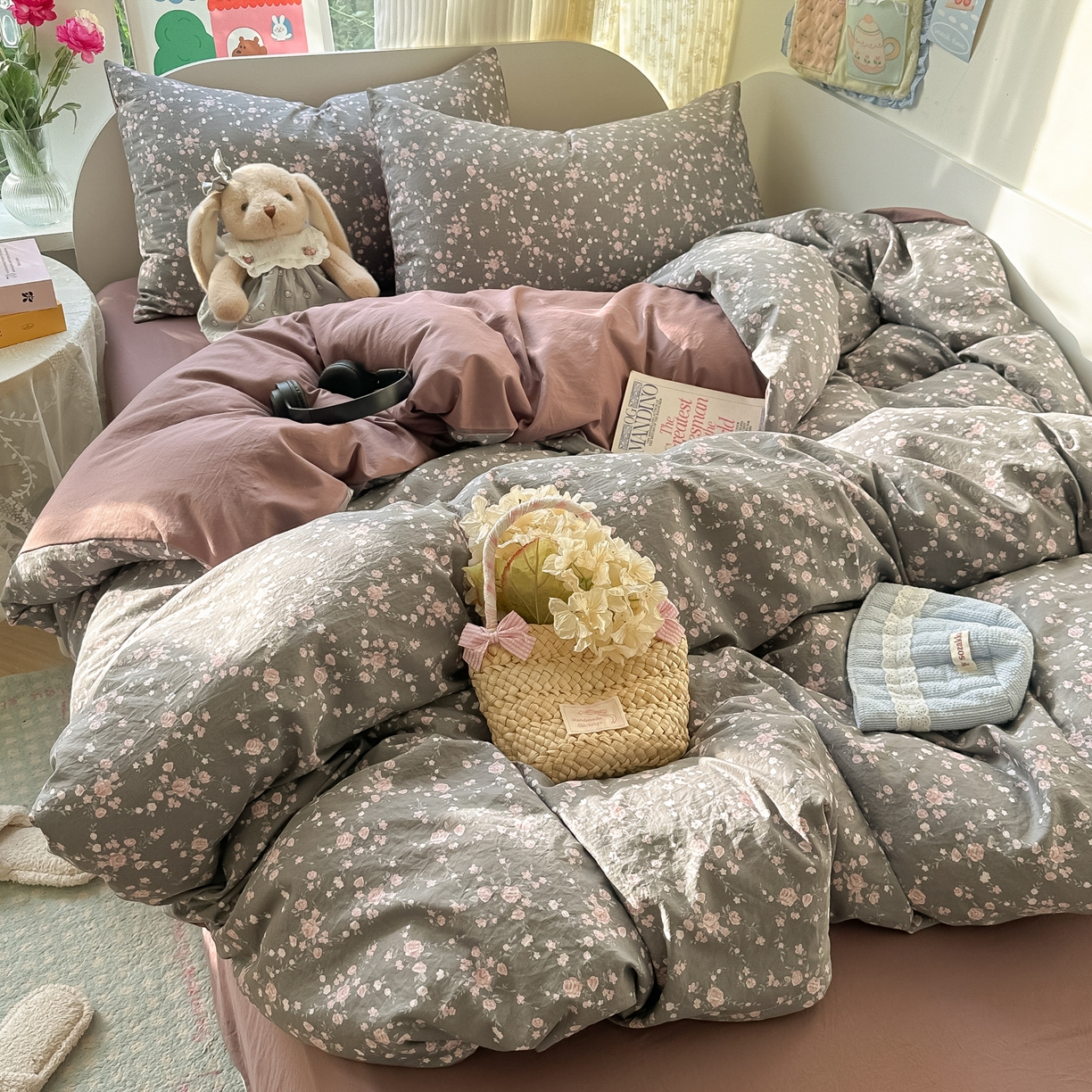 91家纺网 家纺一手货源 找家纺 玉海棠家纺 2025新款亲肤舒适印花四件套系列 罗逸维绿