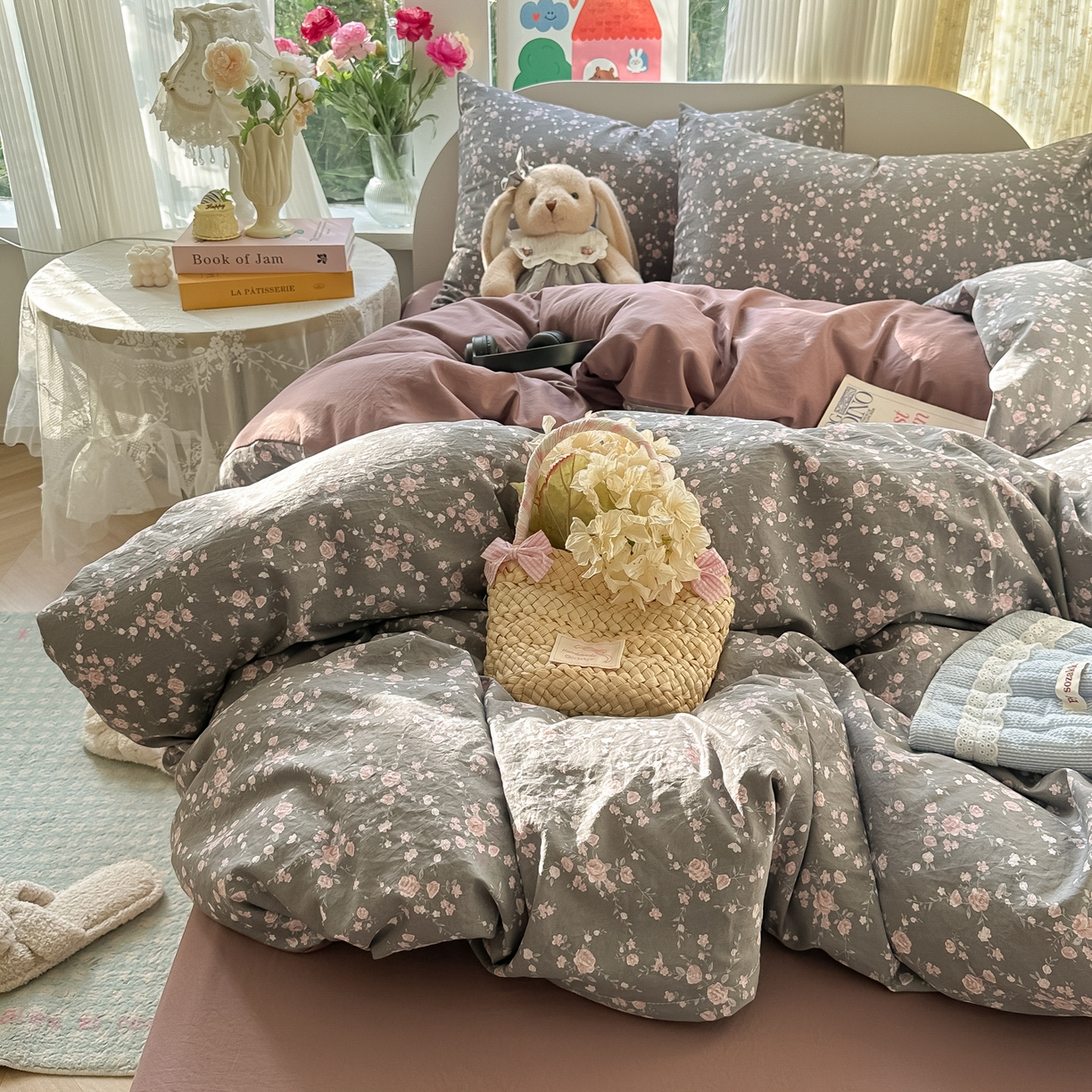 91家纺网 家纺一手货源 找家纺 玉海棠家纺 2025新款亲肤舒适印花四件套系列 罗逸维绿