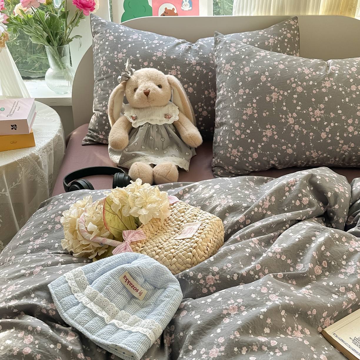 91家纺网 家纺一手货源 找家纺 玉海棠家纺 2025新款亲肤舒适印花四件套系列 罗逸维绿