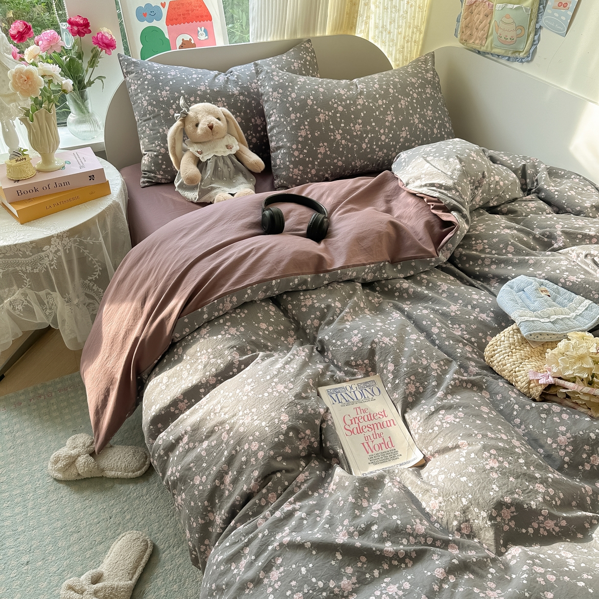 91家纺网 家纺一手货源 找家纺 玉海棠家纺 2025新款亲肤舒适印花四件套系列 罗逸维绿