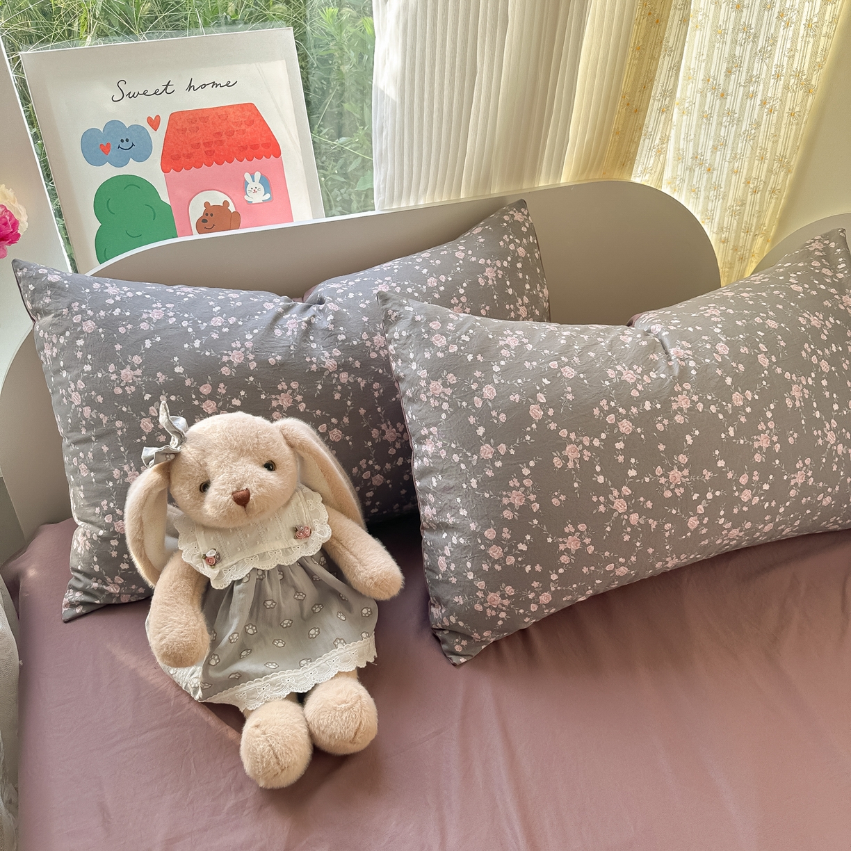 91家纺网 家纺一手货源 找家纺 玉海棠家纺 2025新款亲肤舒适印花四件套系列 罗逸维绿