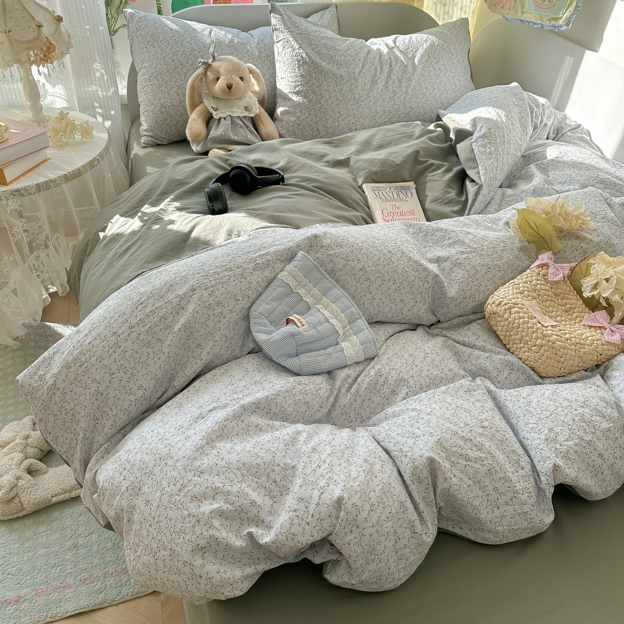 91家纺网 家纺一手货源 找家纺 玉海棠家纺 2025新款亲肤舒适印花四件套系列 曼塔庄园-绿