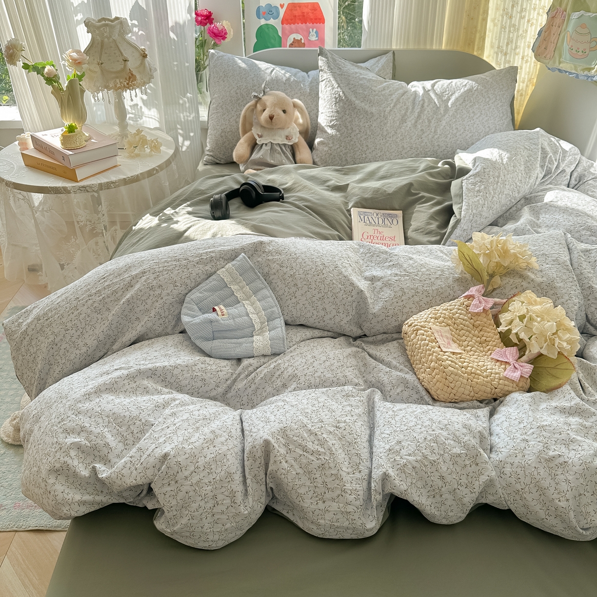 91家纺网 家纺一手货源 找家纺 玉海棠家纺 2025新款亲肤舒适印花四件套系列 曼塔庄园-绿